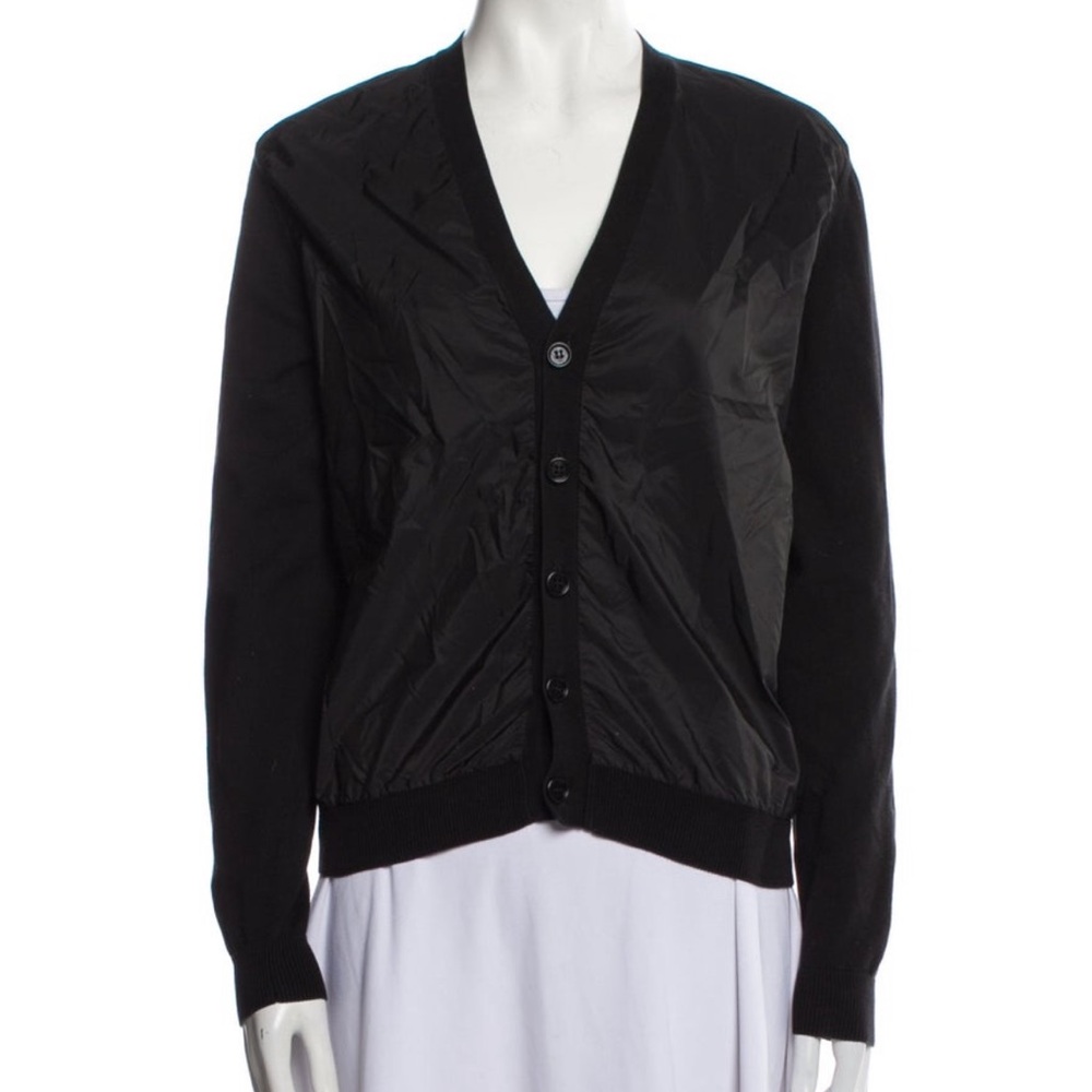 Women's Prada Nylon Black Button-Up cardigan sweater L